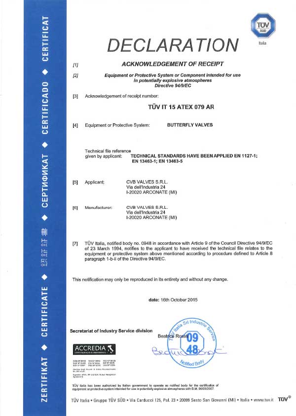 ATEX CVB valves
