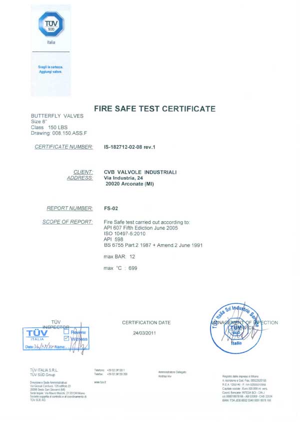 Fire Safe 002 CVB valves