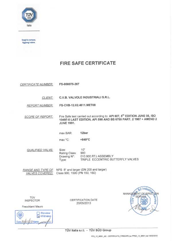 Fire Safe 003 CVB valves
